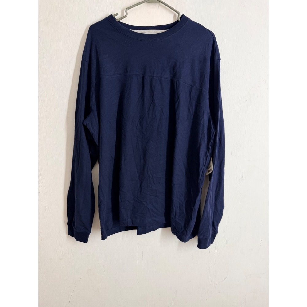 Puritan Mens Navy Blue Long Sleeve Cotton T-Shirt Crewneck XL 46-48 NWT
